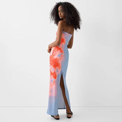 Robe longue imprimée sans bretelles Femmes