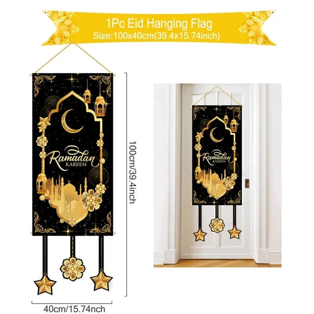 Décoration de Porte Eid Mubarak 2025 - Bannière Ramadan Kareem