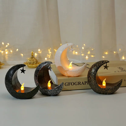 Bougeoir LED Étoile et Lune - Ramadan Kareem et Eid Mubarak