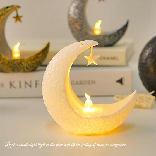 Bougeoir LED Étoile et Lune - Ramadan Kareem et Eid Mubarak